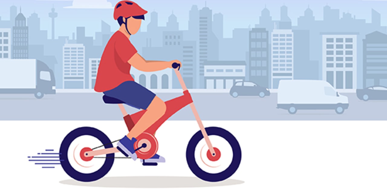 a child riding an e-bike