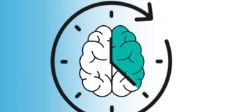 brain illustration inside an image of a clock
