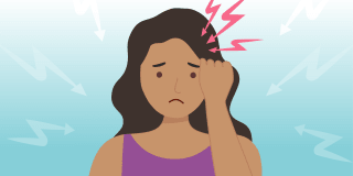 graphic of a woman holding her head in pain