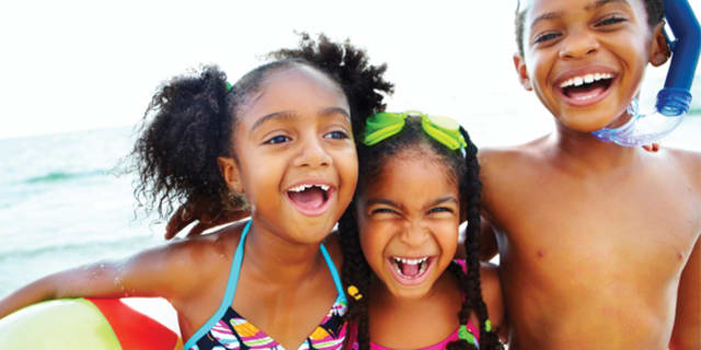 3 kids at the beach
