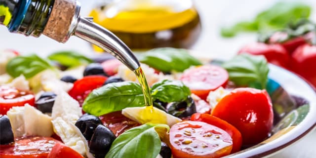 olive oil on a salad