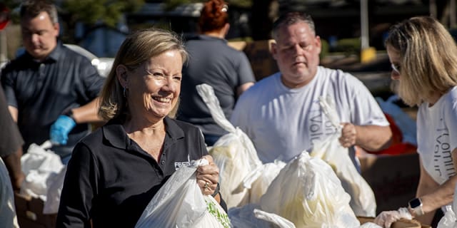 Sue King at distribution site.