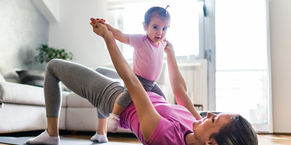 mom doing pelvic floor exercises