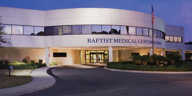 exterior of the front entrance at Baptist Medical Center Nassau