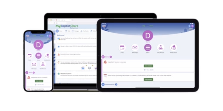 views of My Baptist Chart on phone, computer and tablet