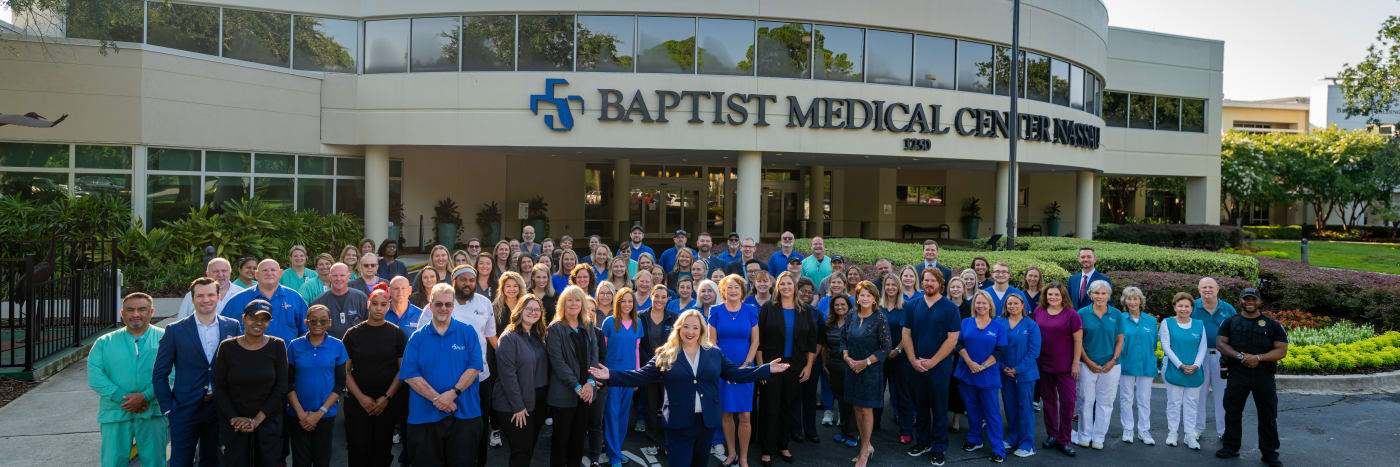 Baptist Nassau team in front of hospital