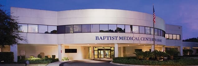 exterior of the front entrance at Baptist Medical Center Nassau