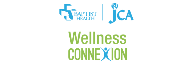 lime green and light blue logo of Baptist Health JCA Wellness Connexion program