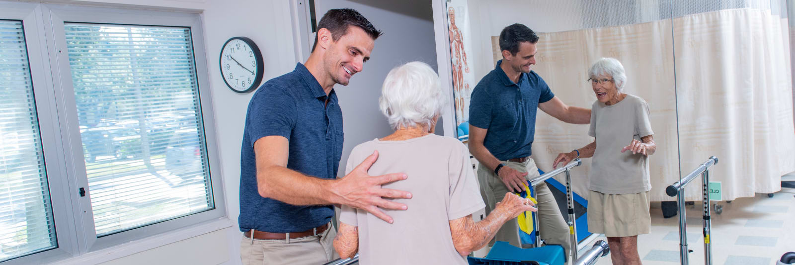 male physical therapist working with a female patient