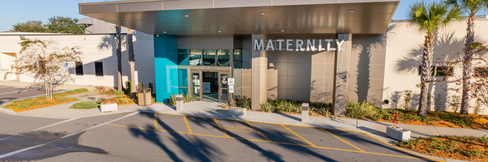 exterior of maternity center entrance.