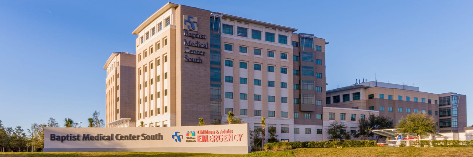 exterior shot of baptist medical center south with curved sign