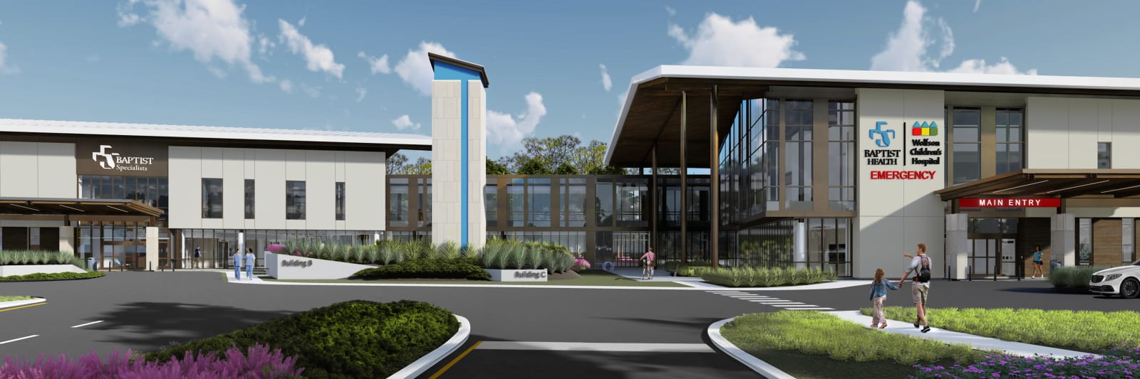 An artist rendering of the Baptist SilverLeaf campus buildings exterior.