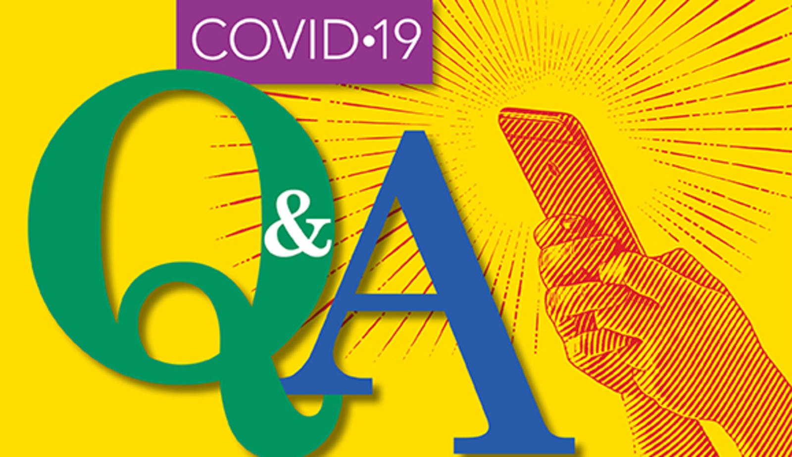Q&A graphic showing the letters along with a person holding a phone in their hands