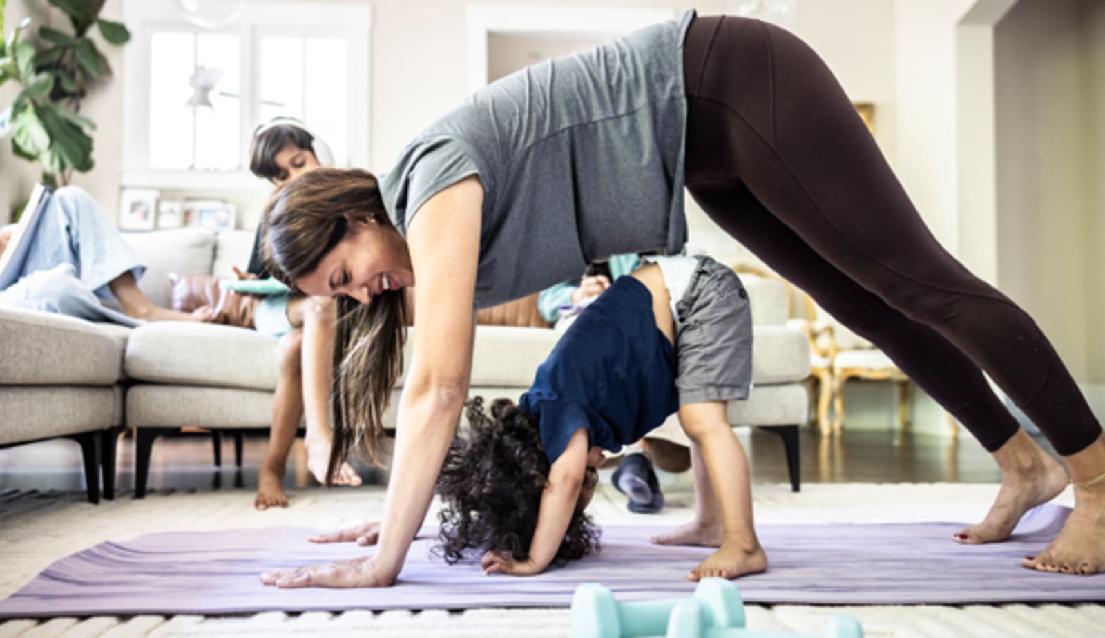 Mom with child exercising