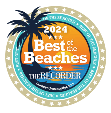 Best of the Beaches logo with a palm tree and sunset over the water