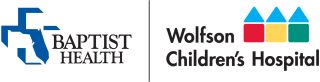 Baptist Health logo next to the Wolfson Children's Hospital logo