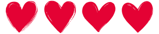 a graphic of four hearts in a row