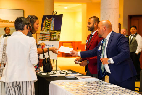 physicians at a recruitment event