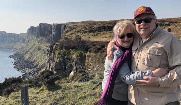 Ken Bevan and his wife Linda off the coast of northern Scotland.