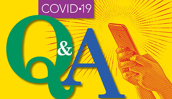 Q&A graphic showing the letters along with a person holding a phone in their hands