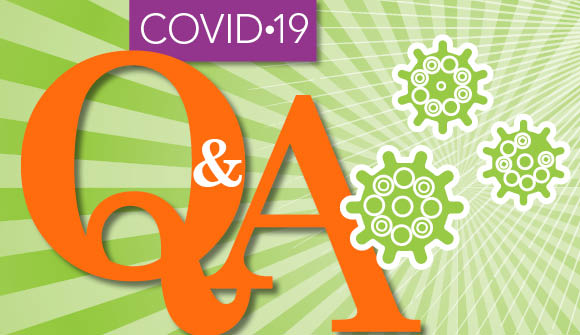 COVID-19 Q&A graphic depicting viruses