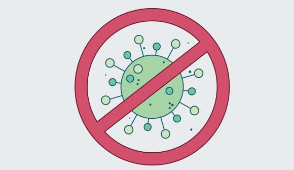 illustration of a germ with a circle with a horizontal line through the middle