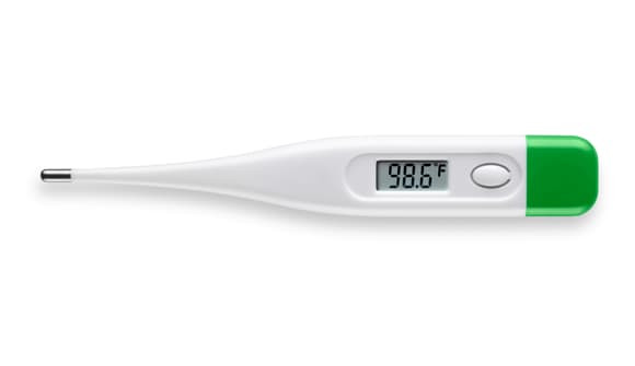 A thermometer showing a normal temperature reading