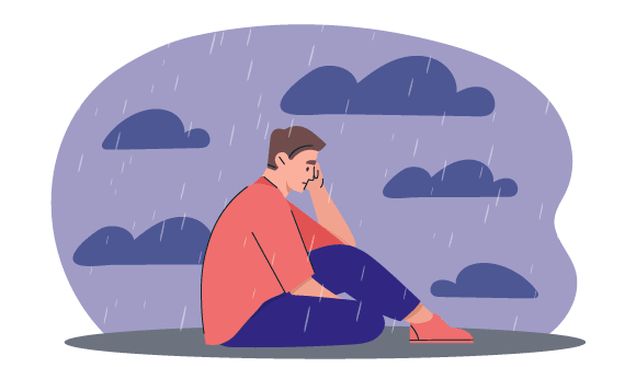 Graphic of man dealing with depression
