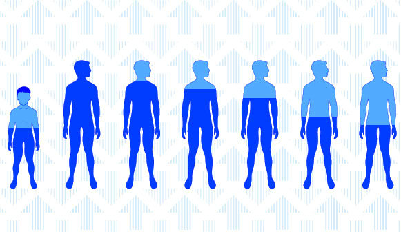 illustration of boys with varying levels of blue coloring making up their bodies