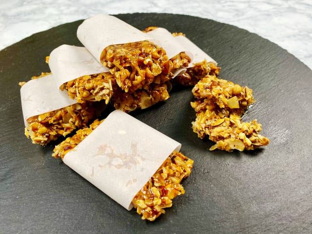 Orange nut bars wrapped in parchment paper