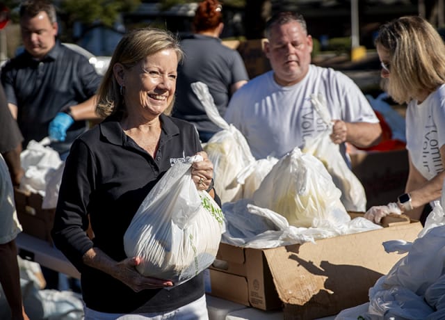 Sue King at distribution site.
