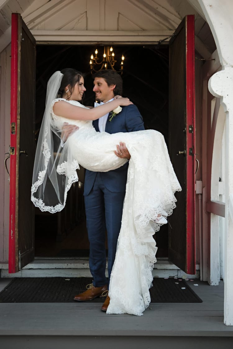 pediatric cancer survivor Rebecca Schrum on her wedding day