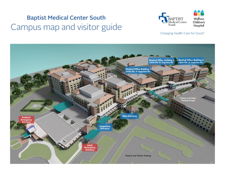 image of baptist south's campus map and visitor guide