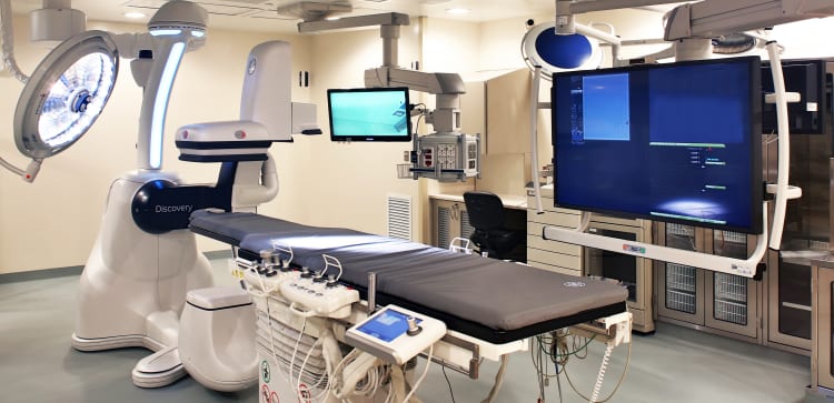 interior shot of the Hybrid Vascular Operating Room at Baptist Heart Hospital showing equipment used during procedures
