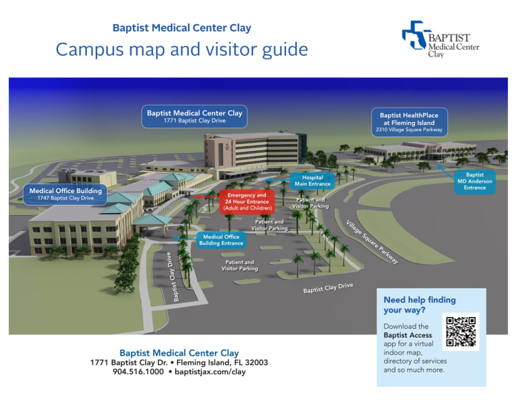 image of baptist clay's campus map and visitor guide
