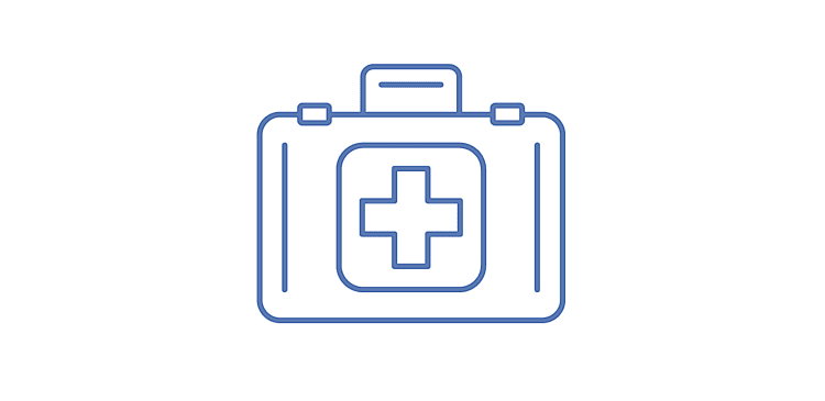 graphic of a briefcase with a medical cross on it.