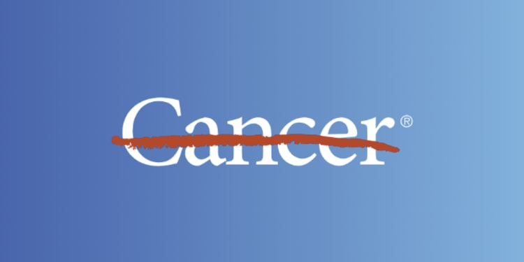 a graphic of the word "cancer" with a red line through it.