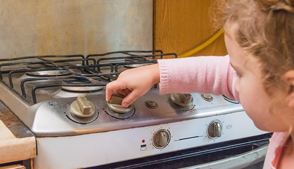 a child near a stove