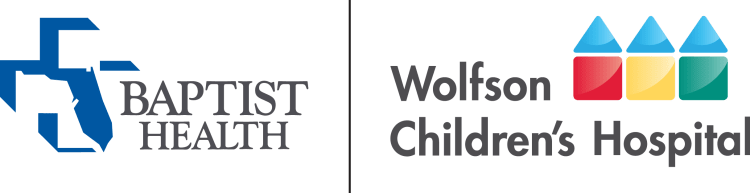 Baptist Health logo next to the Wolfson Children's Hospital logo