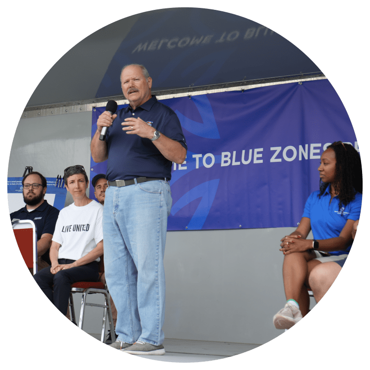Michael Mayo speaking at a Blue Zones event
