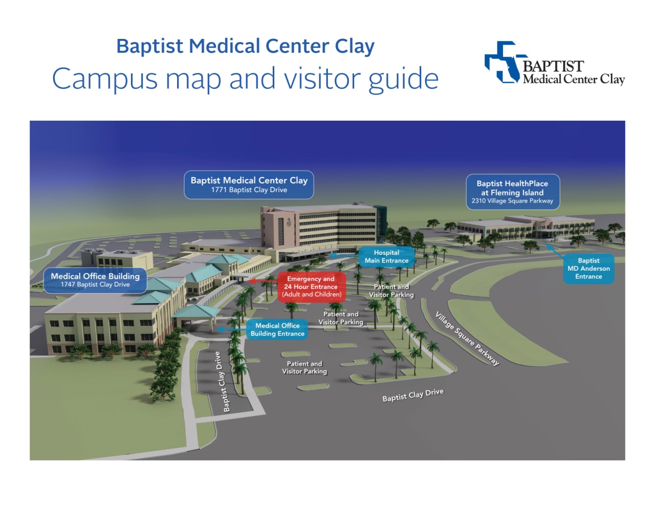 image of baptist clay's campus map and visitor guide