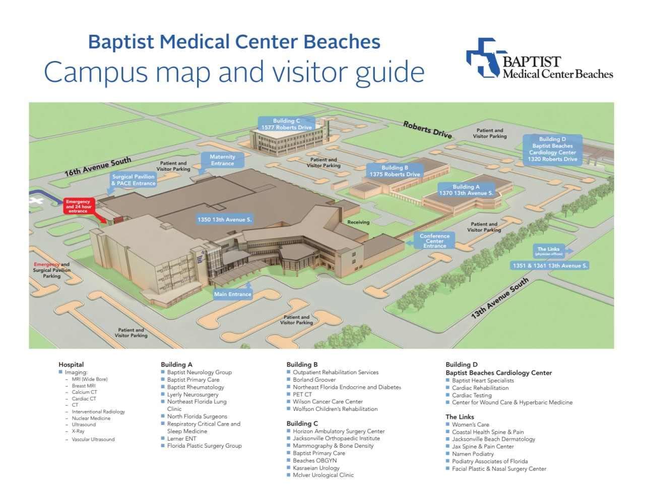 Baptist Medical Center Beaches Campus map and visitor guide