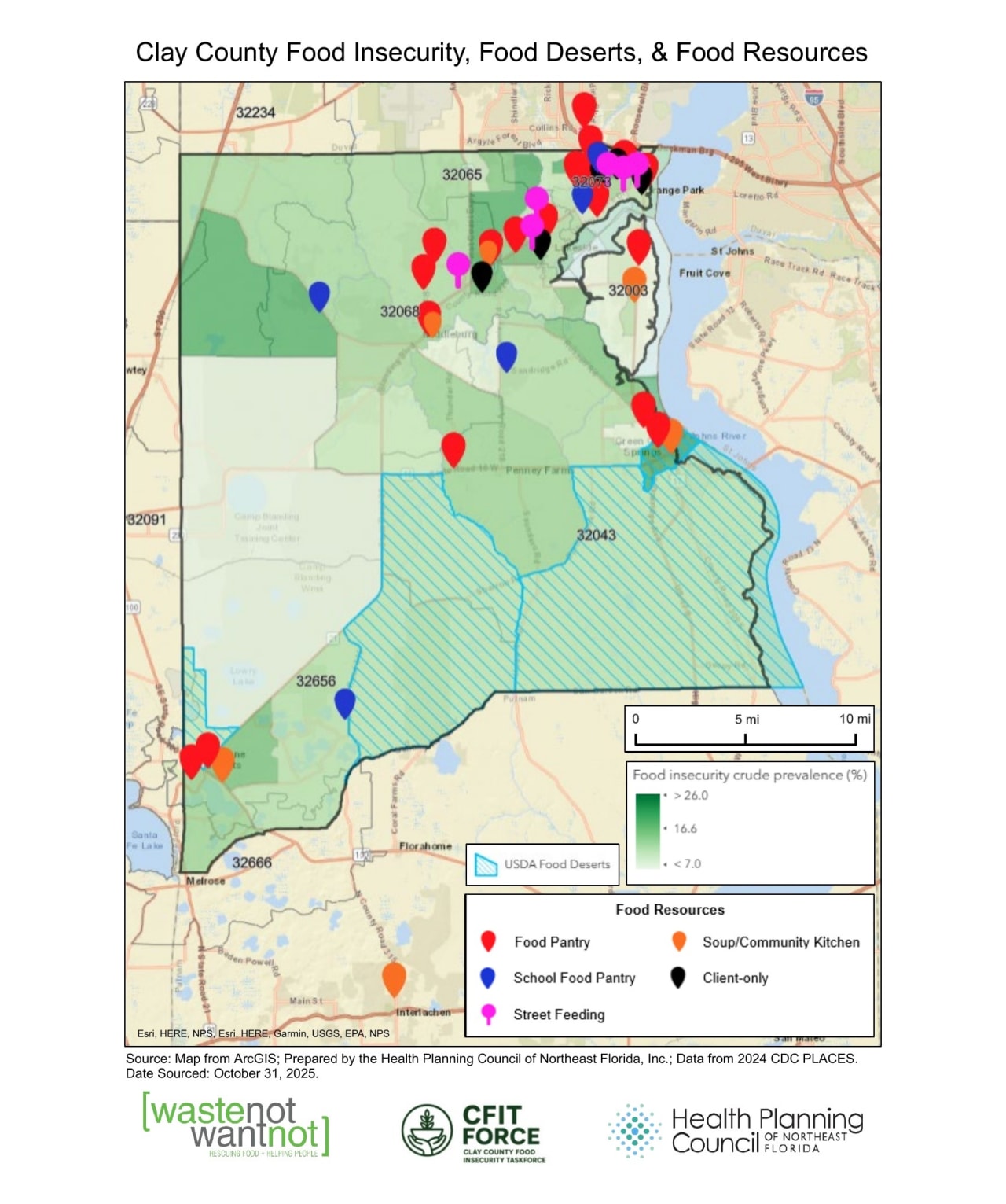 Food insecurity, food desert map.