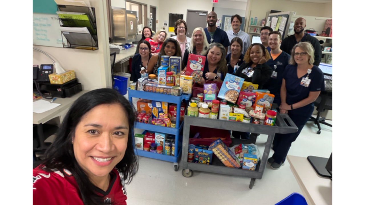 Baptist South team members with food collected.