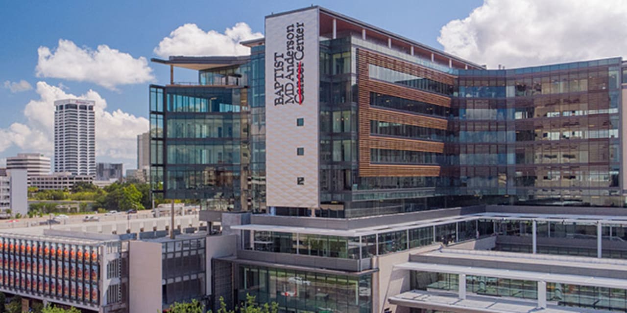 An exterior photo of Baptist MD Anderson Cancer Center.