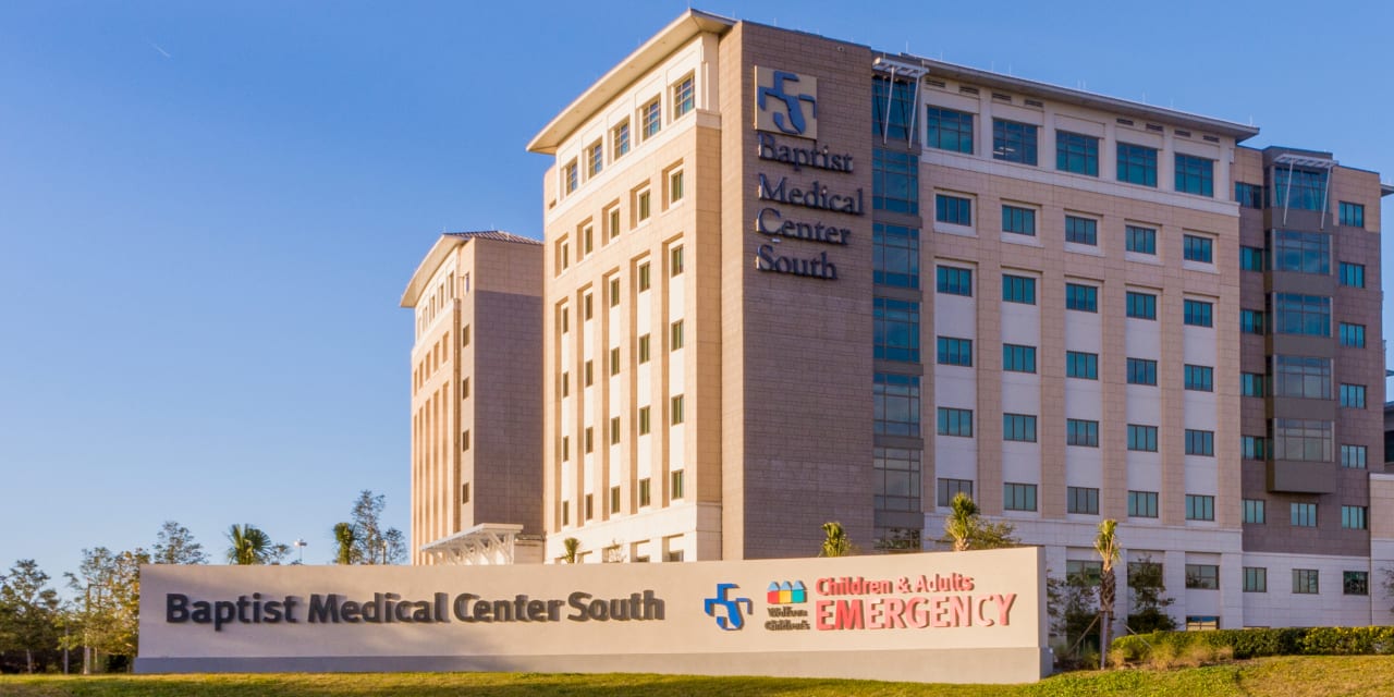 exterior shot of baptist medical center south with curved sign