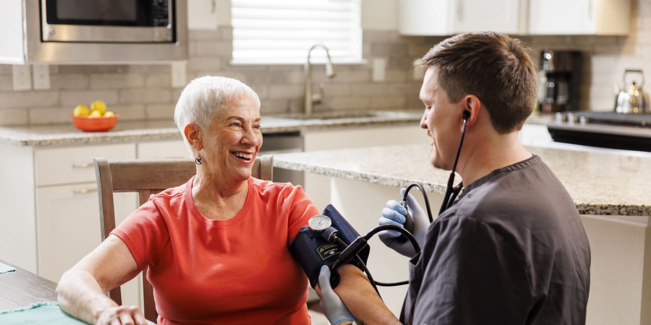 patient with at-home care provider