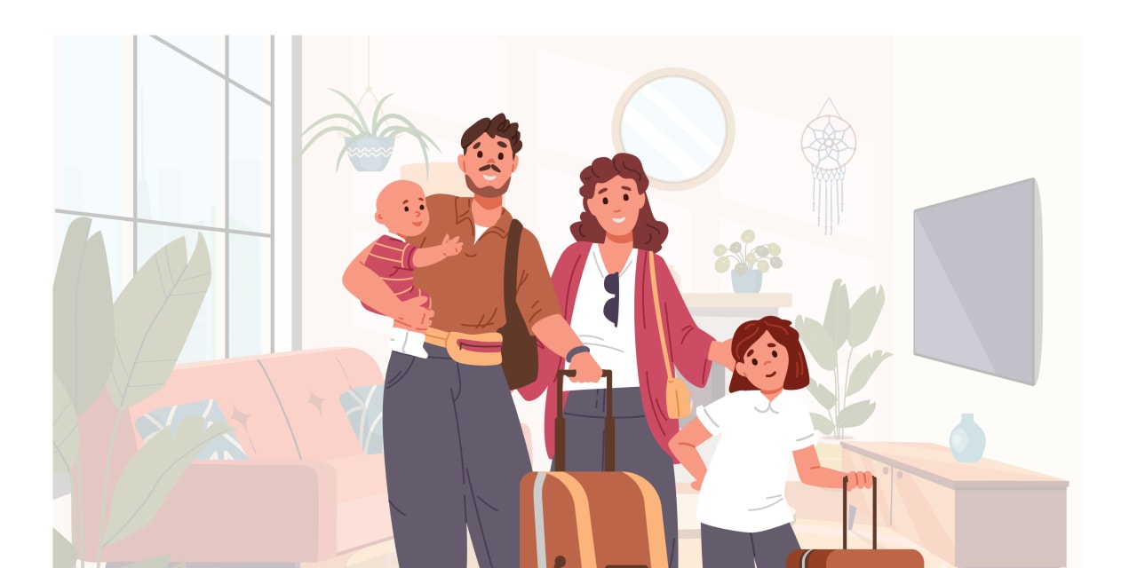 a family with young children traveling