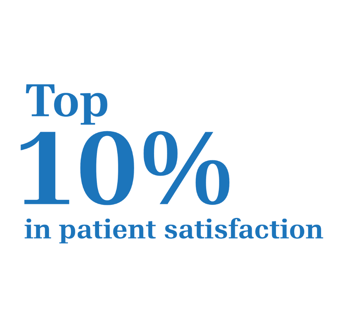 graphic text that says "Top 10 percent in patient satisfaction"