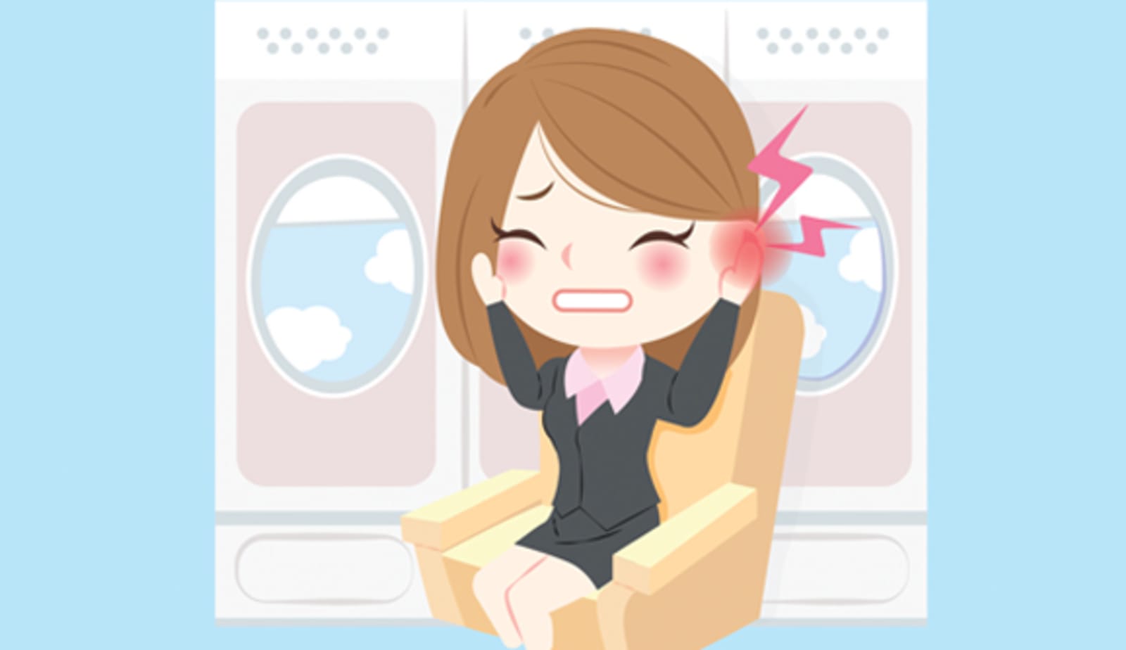 woman on flight with earache